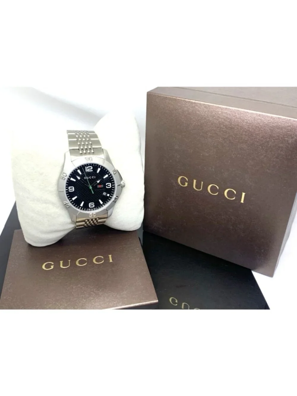 Gucci Men's Watch YA126201 G-Timeless Swiss Quartz Black Dial Stainless Steel